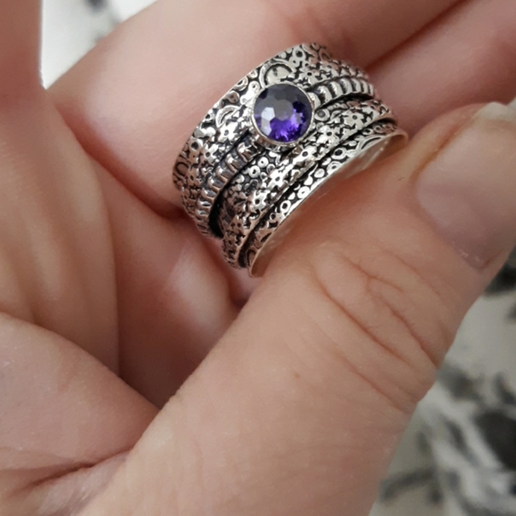 New Iolite 925 Silver Spinner Meditation Ring. - Picture 5 of 6